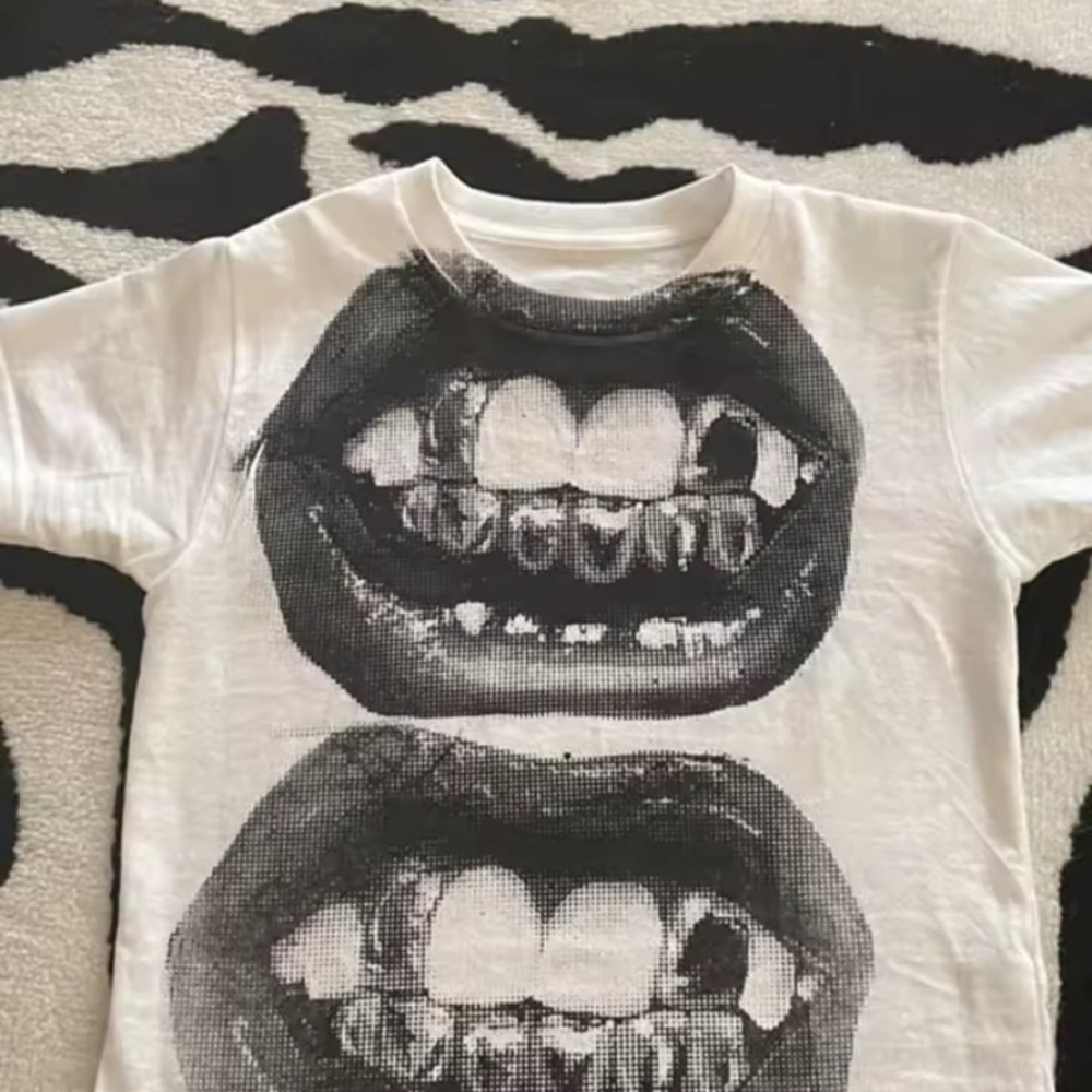 Black and White Short Sleeve Tee with Bold Graphic Design
